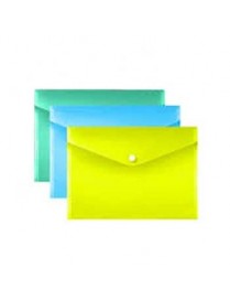 Envelope Plástico A4 Fecho Botão Cores Sortidas Pack 3un