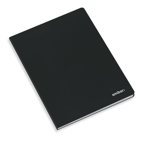 Caderno Agrafado Capa Preta Ambar A4 Pautado 80Fls