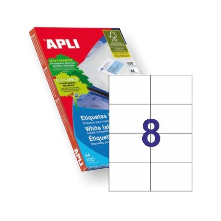 Etiquetas 105x74 Apli 100 Hojas A4 800uds