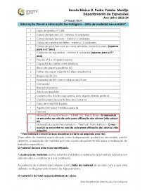 Lista de Material Escolar  EV/ET (6.º anos) Escola Basica D.Pedro Varela 2023/2024