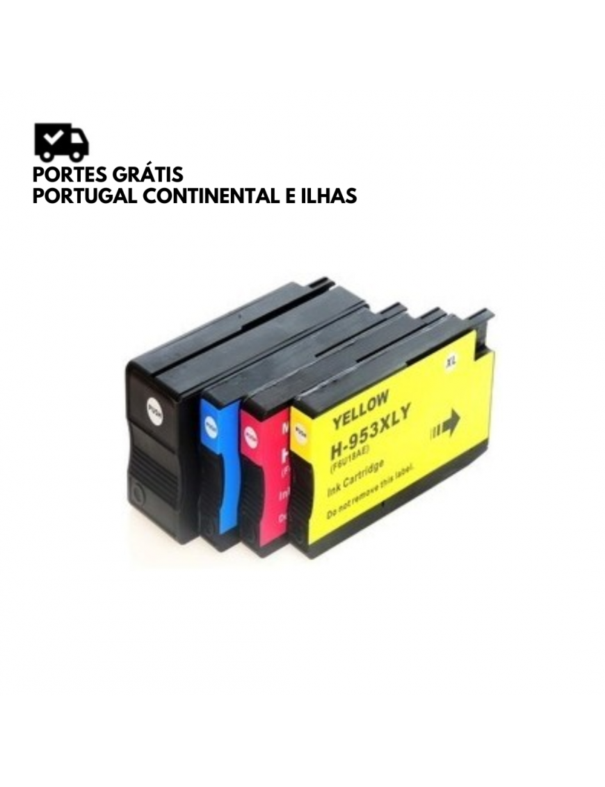 Pack Compatível HP 953 XL (1x preto, 1x azul, 1x magenta, 1x amarelo)