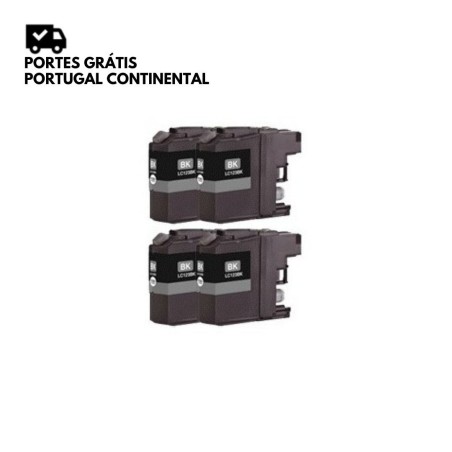 Pack Tinteiros Compatíveis Brother LC123 Preto x4