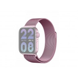 Bracelete Metálica Magnético Em Aço Inoxidável Compatível Com Apple Watch Rosa