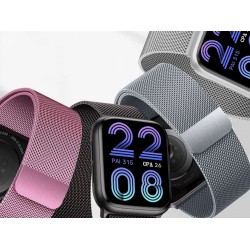 Bracelete Metálica Magnético Em Aço Inoxidável Compatível Com Apple Watch Rosa