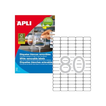 Etiquetas Removiveis 035,6x016,9mm 25 Folhas A4 2000un