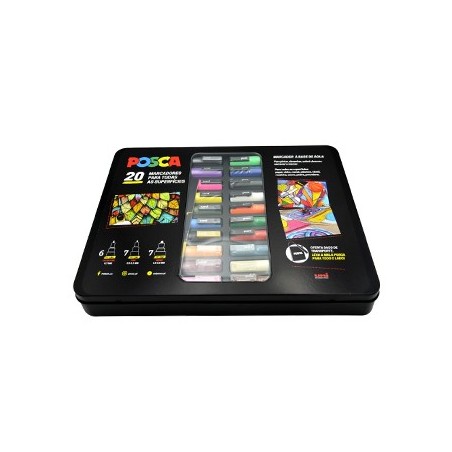 Mala Metálica Marcadores Sortidos Uniball Posca