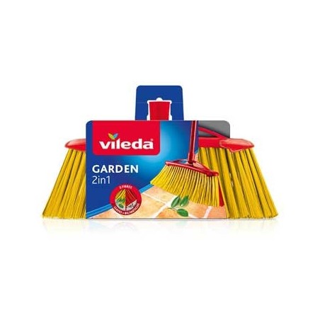 Vileda Escoba/Cepillo para suelos de exterior 2 en 1 con mango
