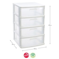 Bloco 4 Gavetas Plástico Sena 40x39x65cm Branco